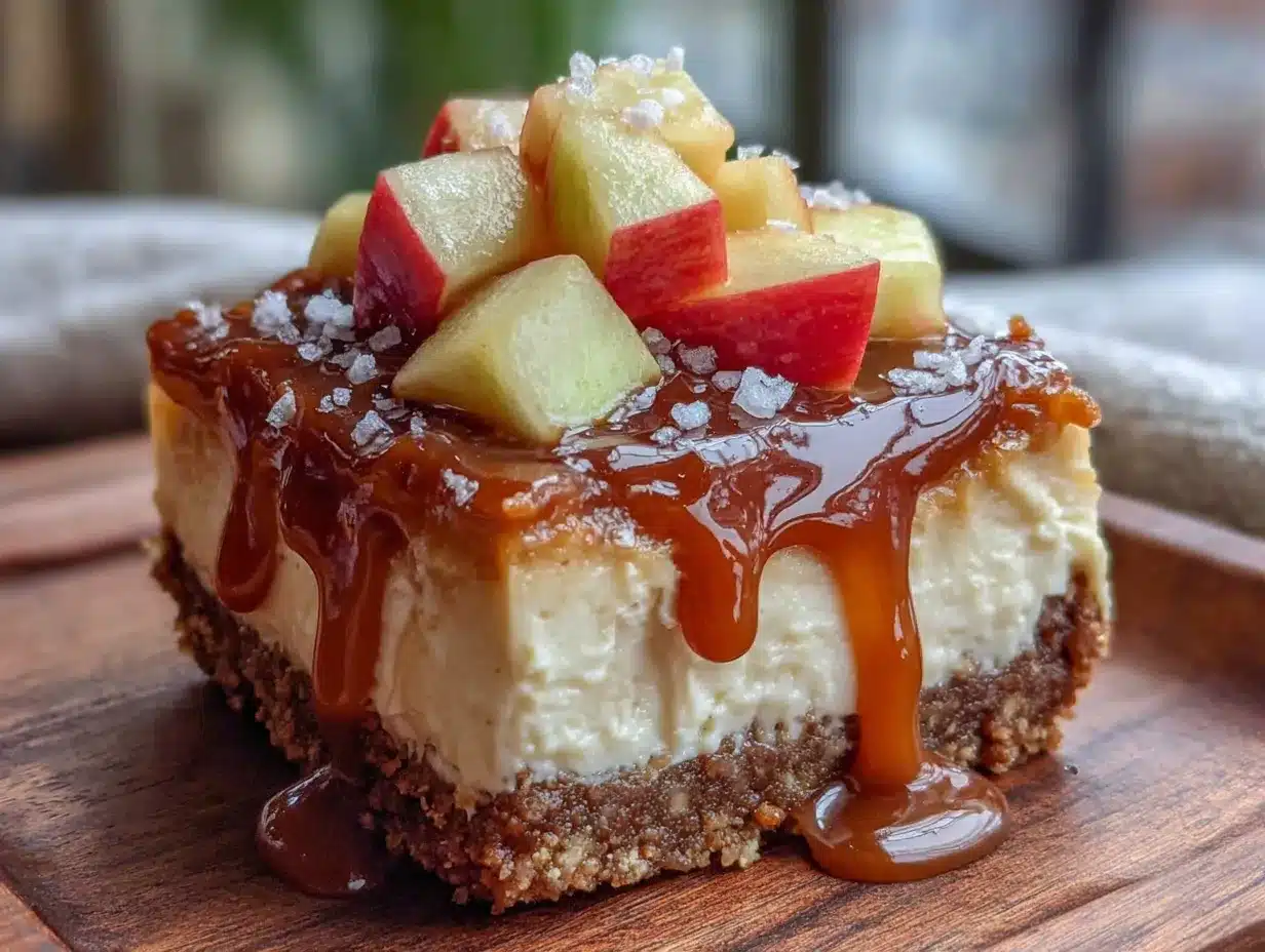 no-bake caramel apple cheesecake bars preparation steps