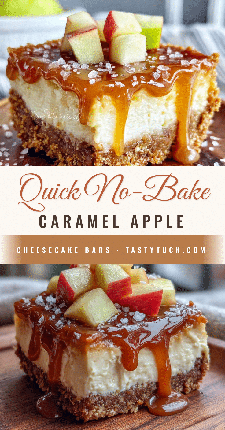 no-bake caramel apple cheesecake bars recipe