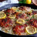 one-pan garlic butter chicken and rice - featured image