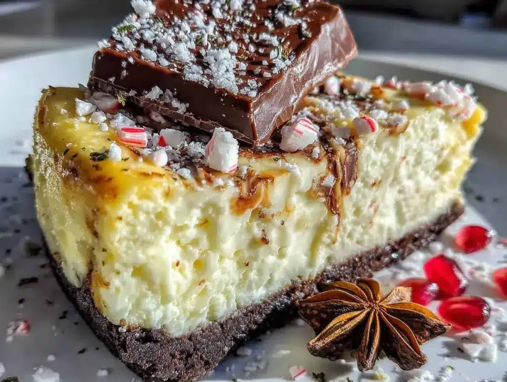 peppermint bark cheesecake bars - featured image