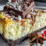 peppermint bark cheesecake bars - featured image