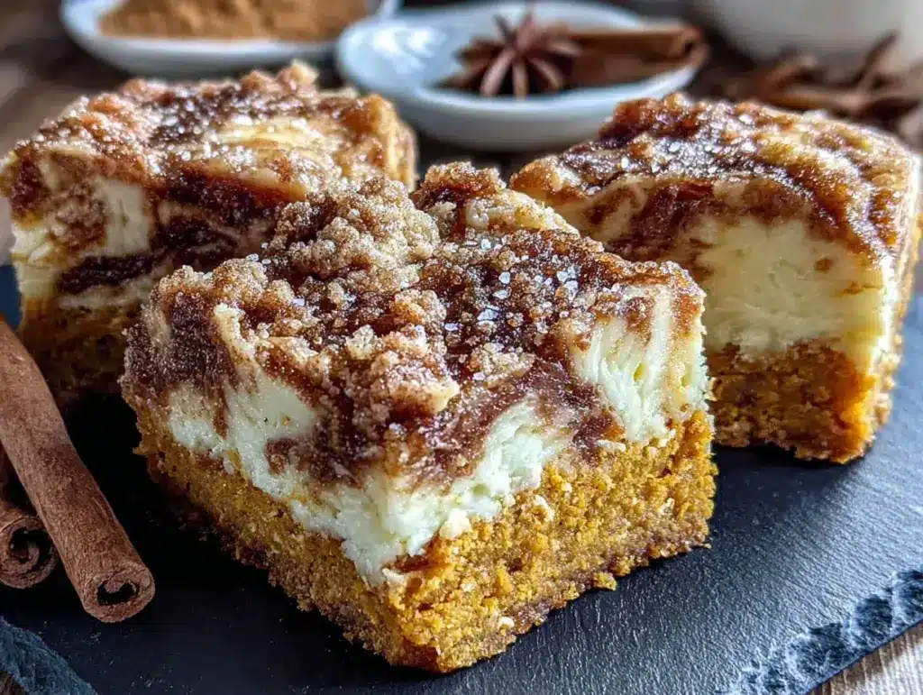 pumpkin bars with cream cheese swirl - featured image
