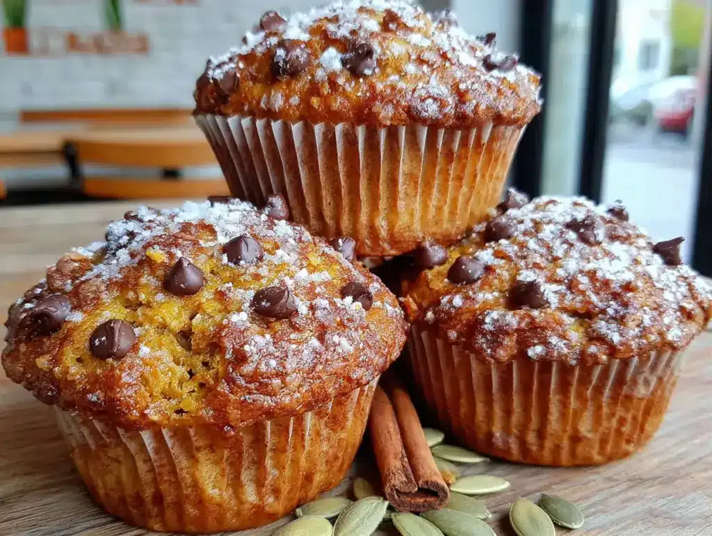 pumpkin chocolate chip muffins - featured image