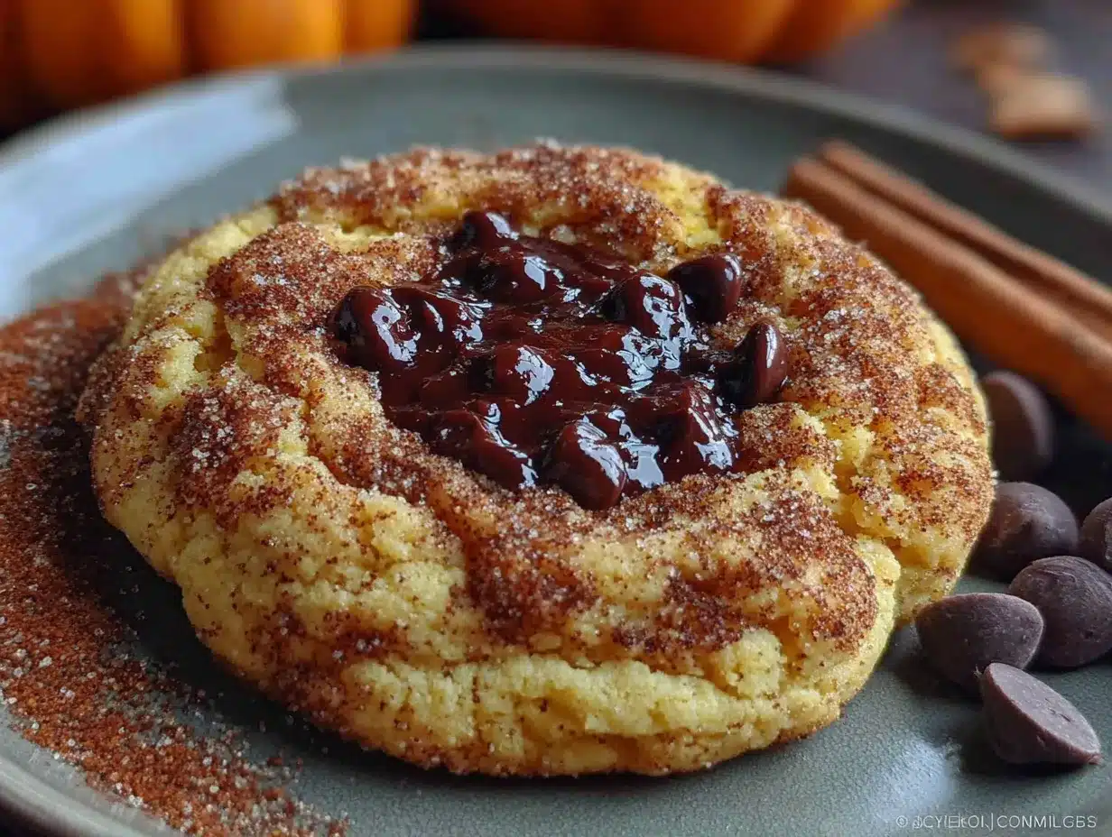 pumpkin snickerdoodle cookies with chocolate chips preparation steps