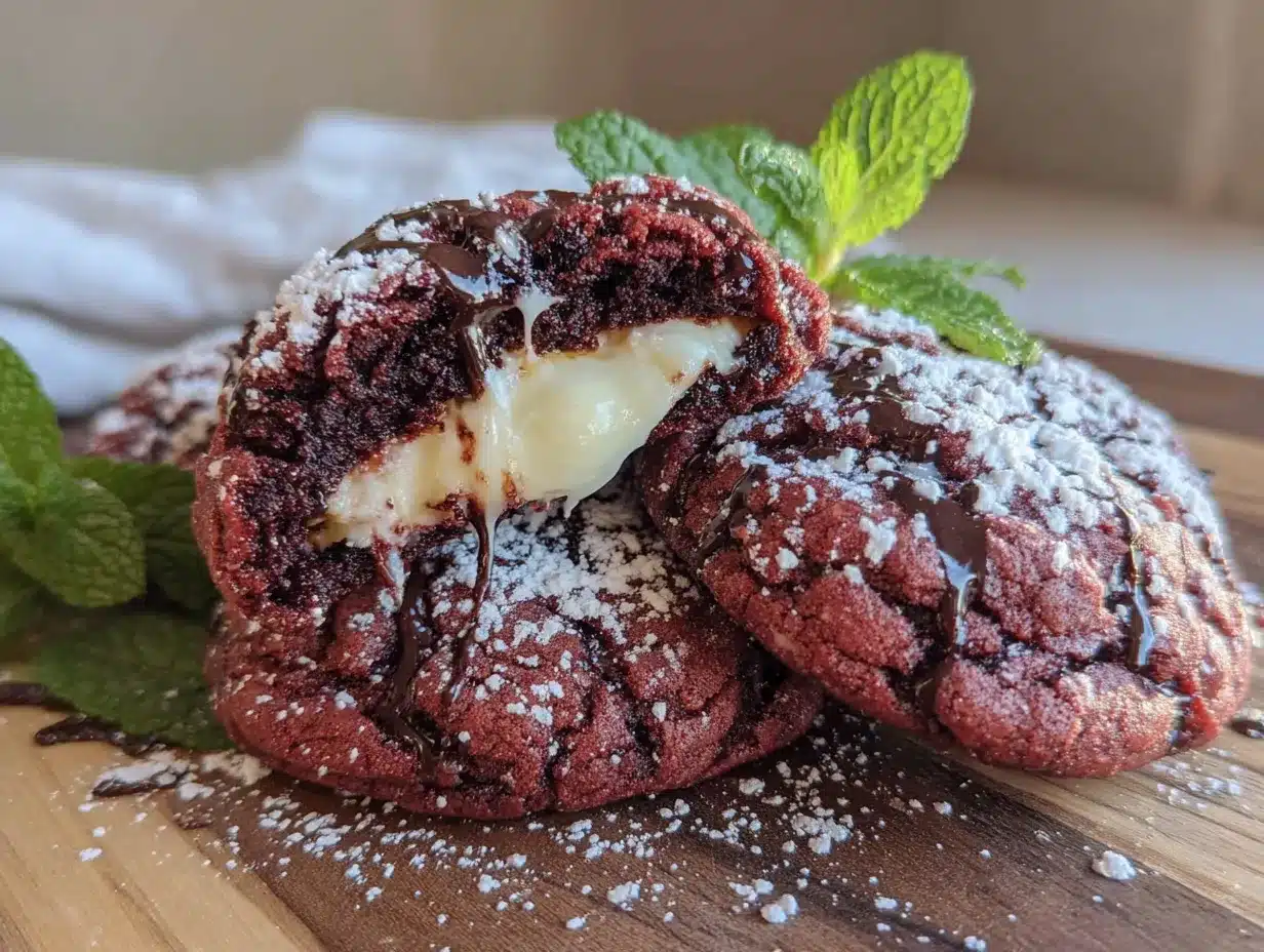red velvet crinkle cookies with cream cheese filling preparation steps