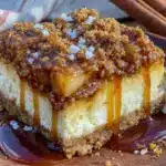 Salted Caramel Apple Crisp Cheesecake Bars - featured image