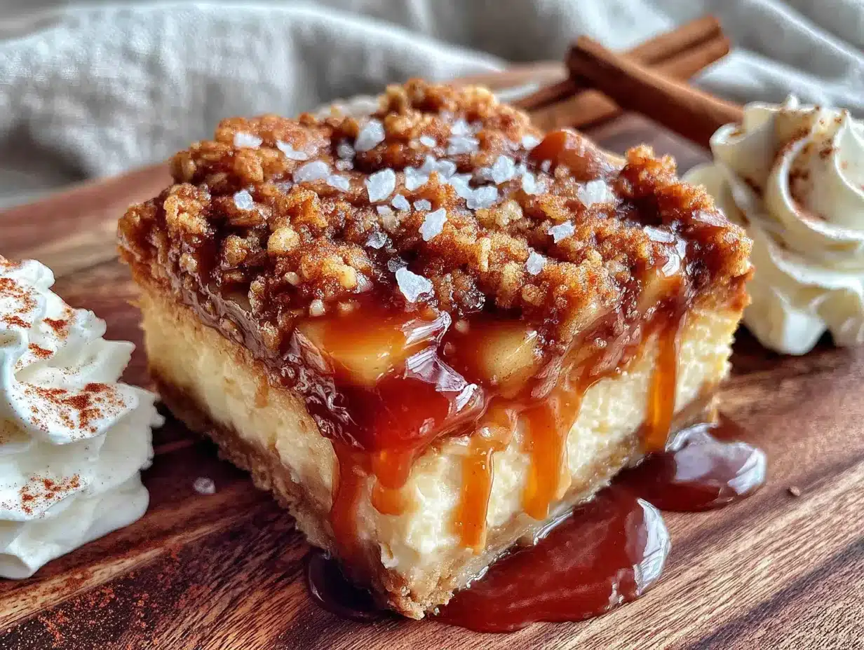 Salted Caramel Apple Crisp Cheesecake Bars preparation steps
