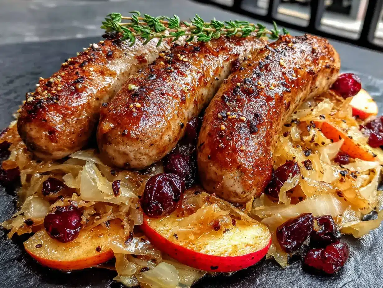sheet pan sausage sauerkraut and apples preparation steps
