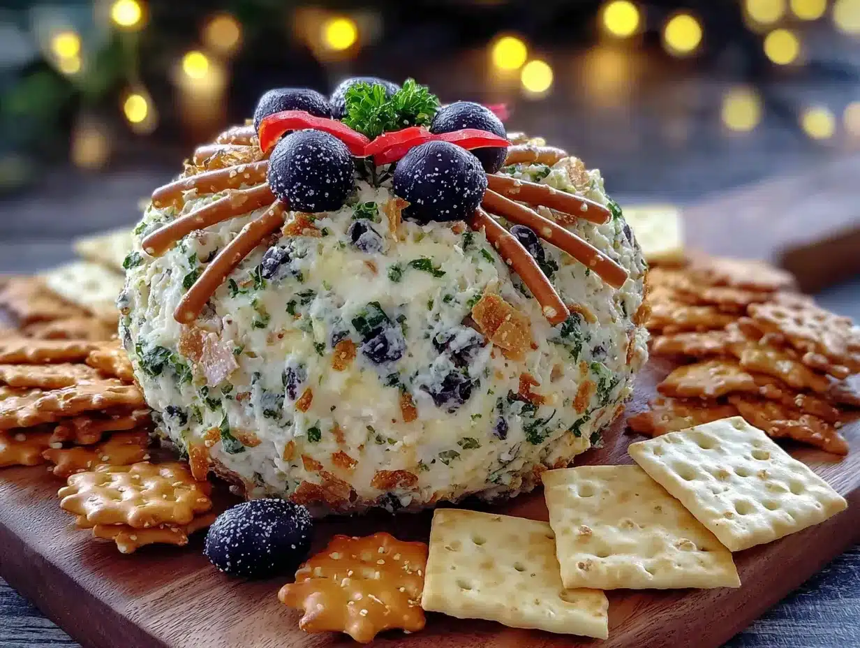 Spooky Spider Cheese Ball preparation steps