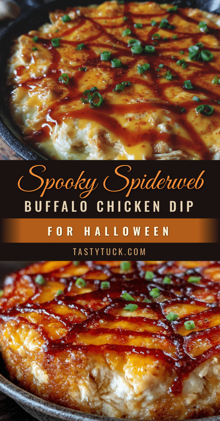 Spooky Spiderweb Buffalo Chicken Dip recipe