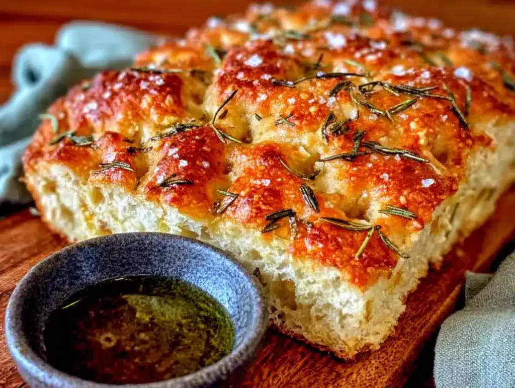 spring rosemary garlic sourdough focaccia - featured image