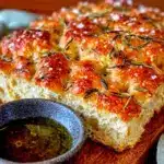 spring rosemary garlic sourdough focaccia - featured image