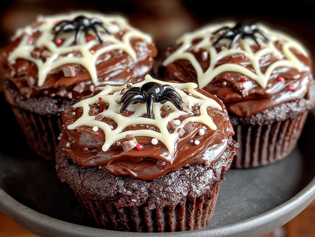 Wholesome Chocolate Spiderweb Cupcakes preparation steps