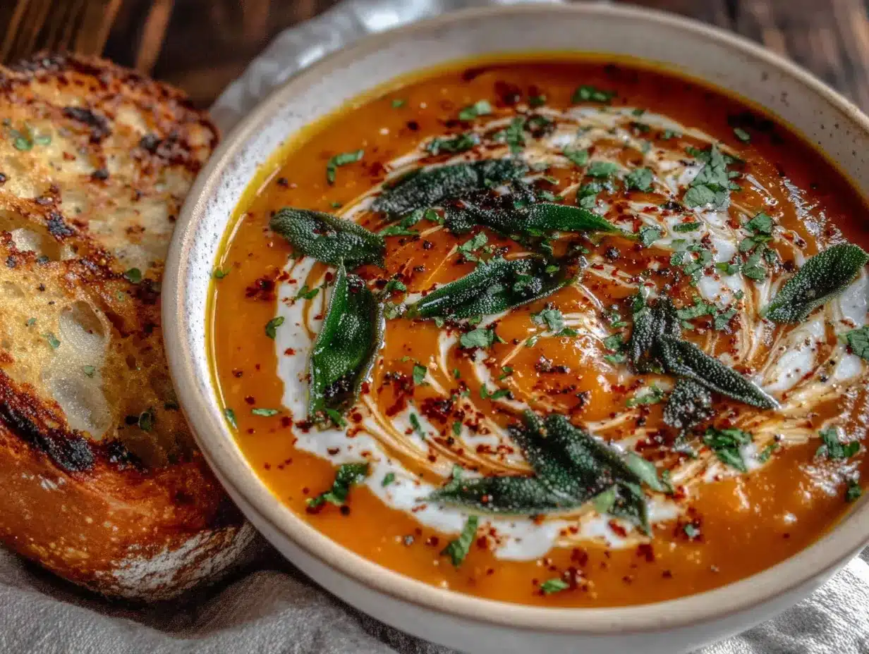 butternut squash soup with sage brown butter preparation steps