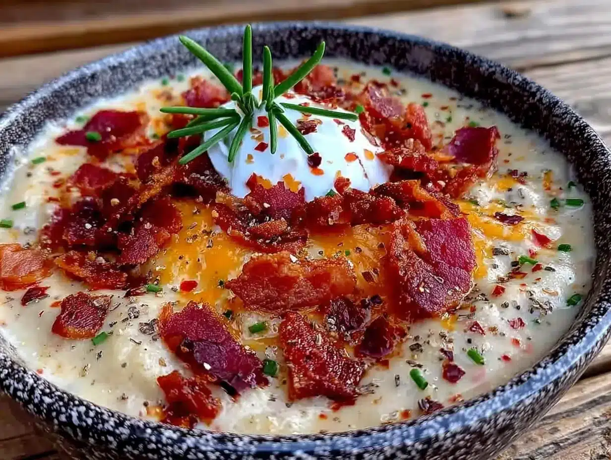 creamy loaded baked potato soup with bacon preparation steps