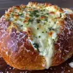 lightened-up spider web spinach dip bread bowl - featured image