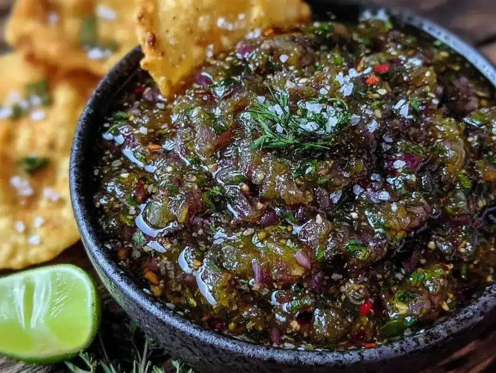 smoky roasted green tomato salsa - featured image