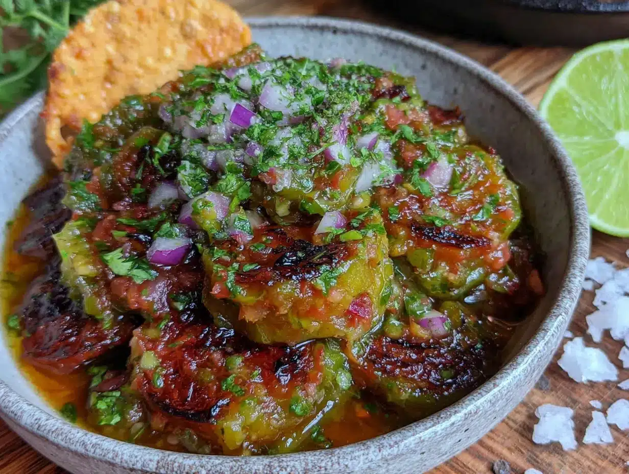 smoky roasted green tomato salsa preparation steps