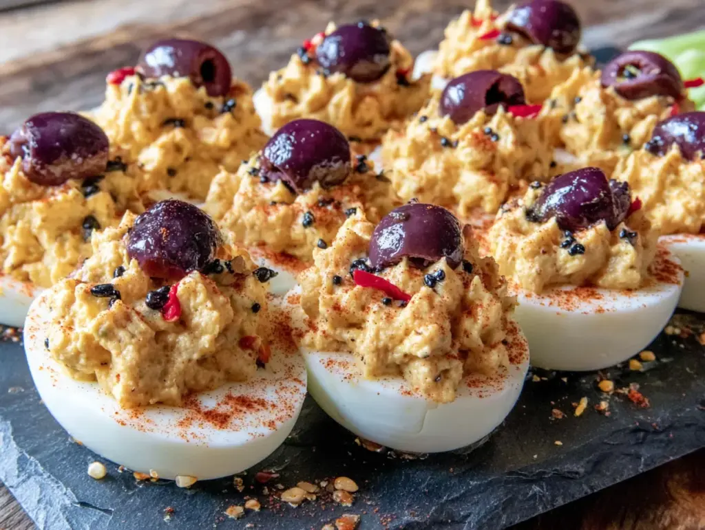 spooky deviled eggs - featured image