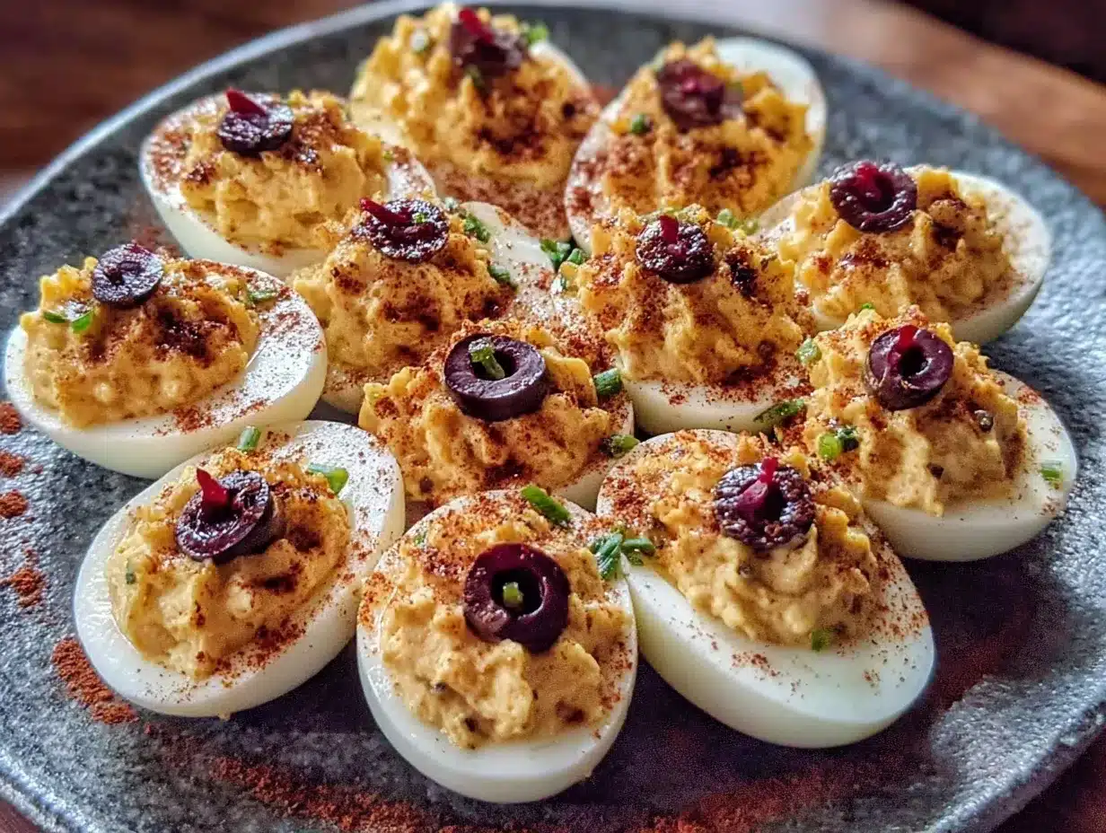 spooky deviled eggs preparation steps