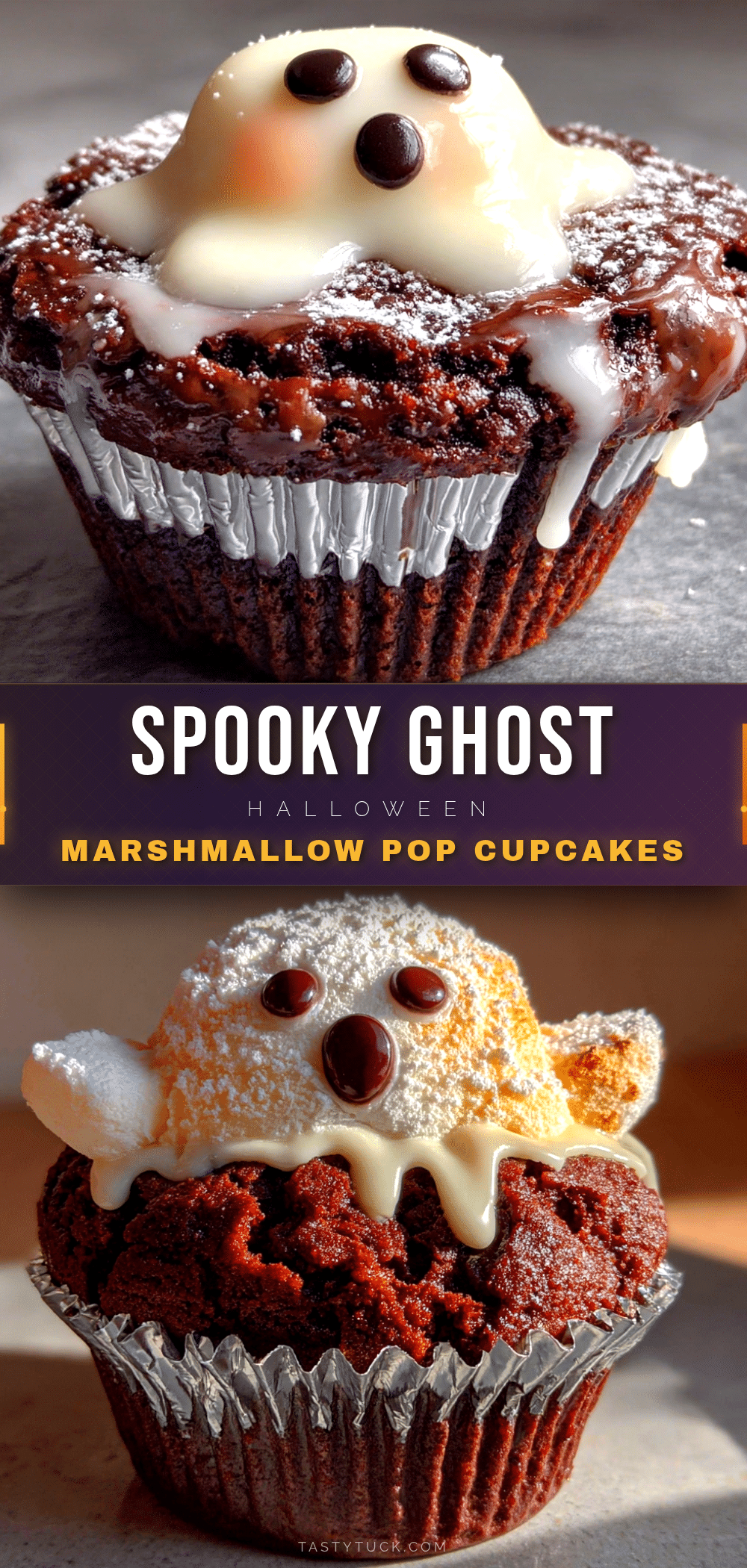 Spooky Ghost Marshmallow Pop Cupcakes recipe